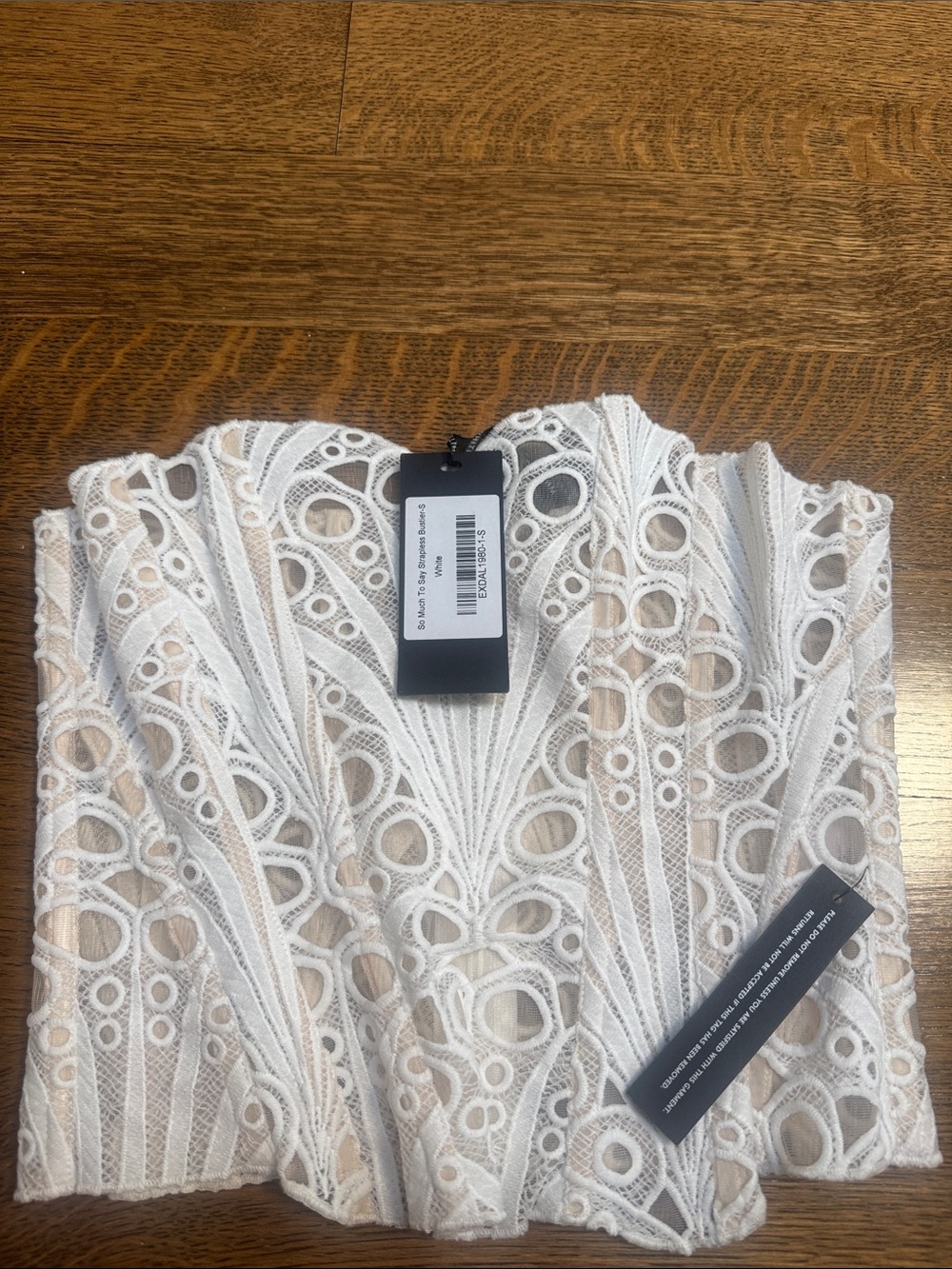 NWT - white fox crop top bustier - size small